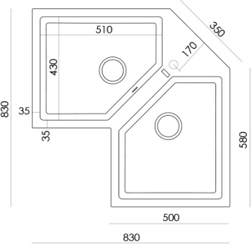 Medidas fregadero de esquina Mundilite Supreme E830 Medidas fregadero de esquina Mundilite Supreme E830