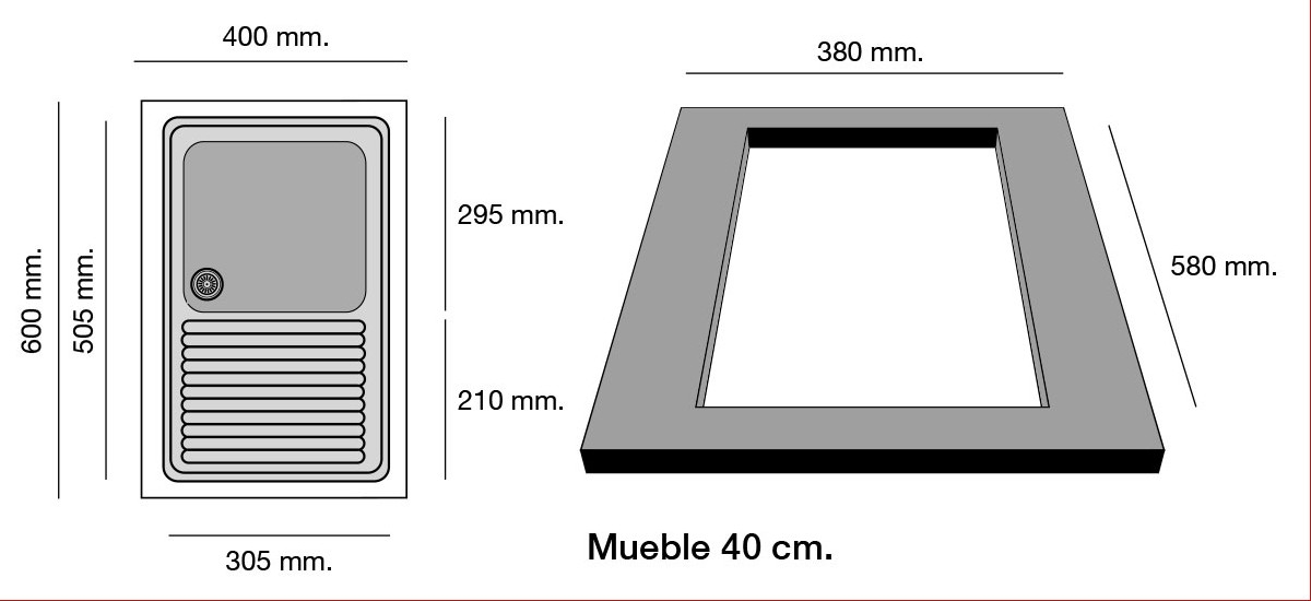 Medidas Fregadero Poalgi Basic Silex
