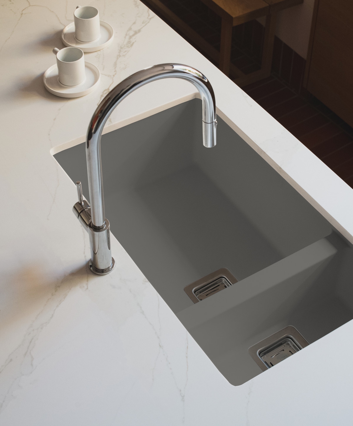 Cocina Poalgi con fregadero ZIE Hekla 70 1½C gris ASH montado bajo la encimera Cocina Poalgi con fregadero ZIE Hekla 70 1½C gris ASH montado bajo la encimera