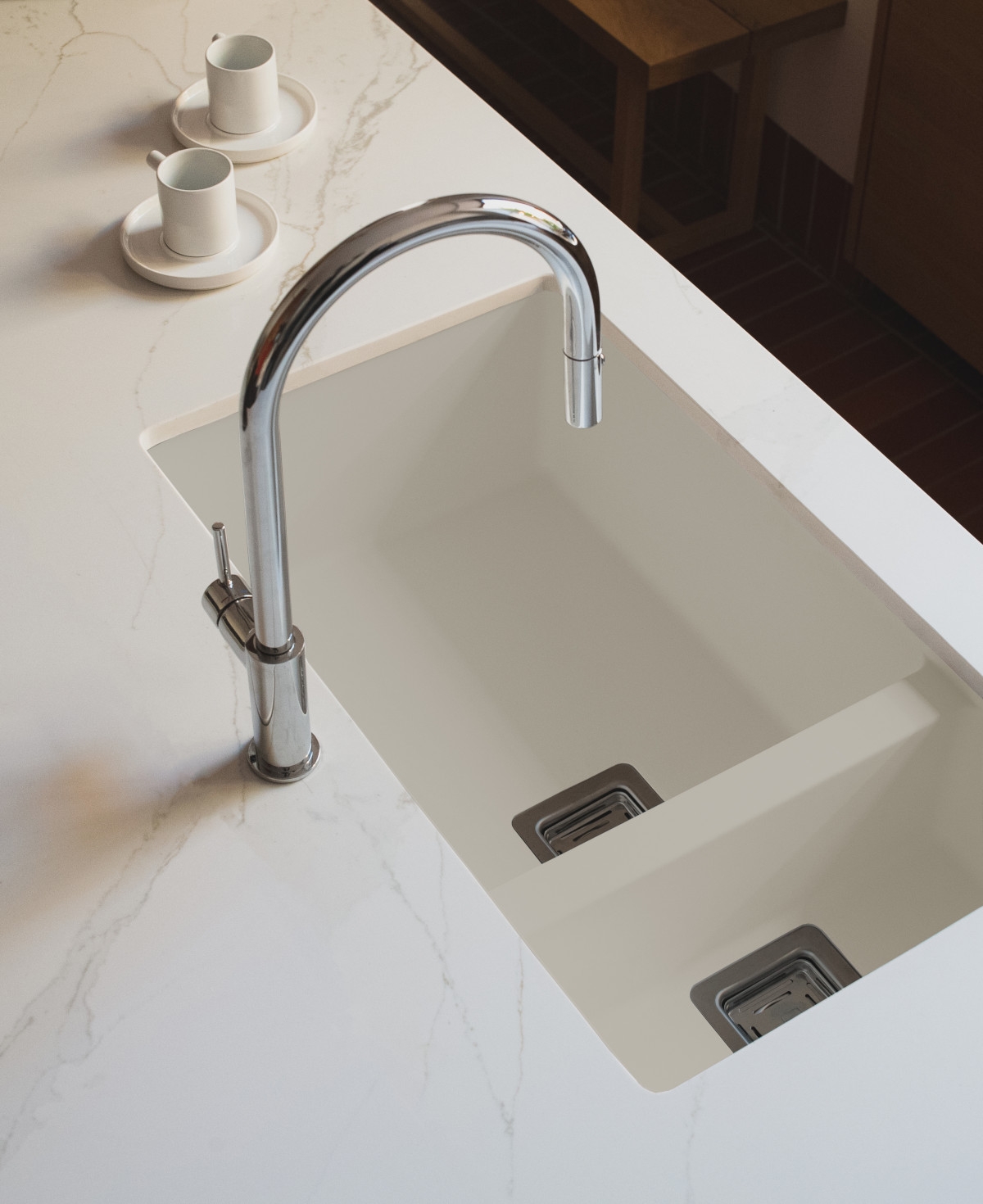 Cocina Poalgi con fregadero ZIE Hekla 70 1½C pumice montado bajo la encimera Cocina Poalgi con fregadero ZIE Hekla 70 1½C pumice montado bajo la encimera