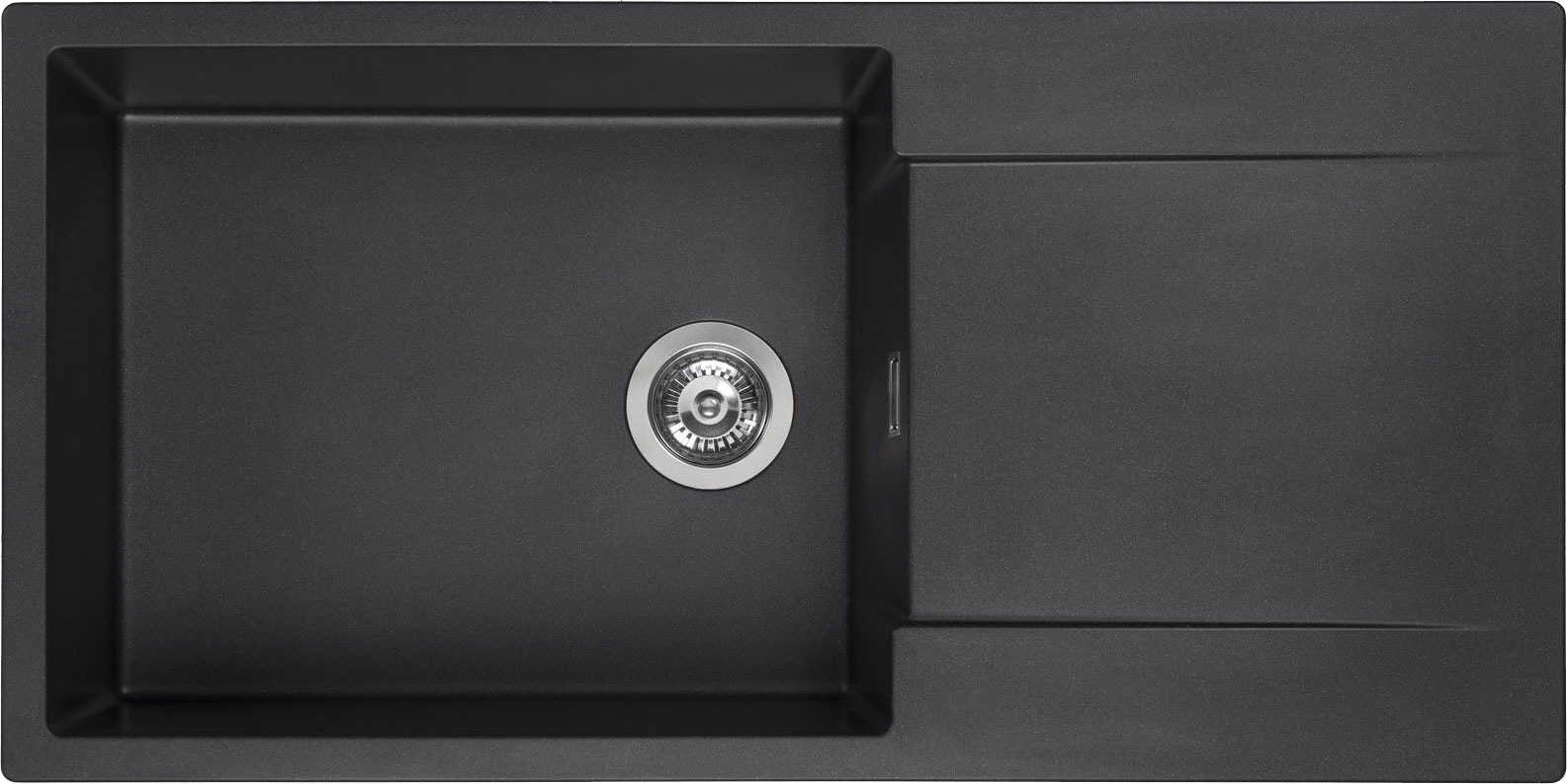 Fregadero seno y escurridor Cuarzo Reginox Amsterdam 540 negro plateado