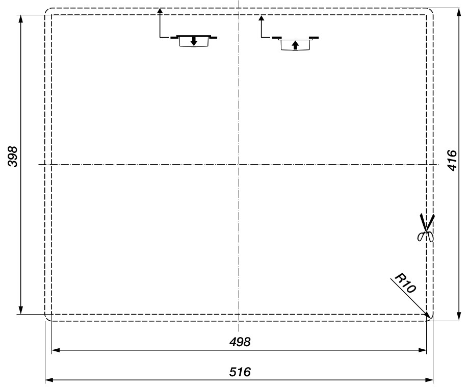 Medidas plantilla de corte para el Fregadero cocina Roca Paris 50 Medidas plantilla de corte para el Fregadero cocina Roca Paris 50