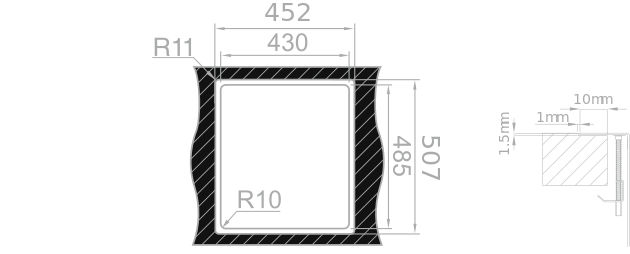 Medida de corte Rodi BOX LUX 46 INTEGRADO encimera