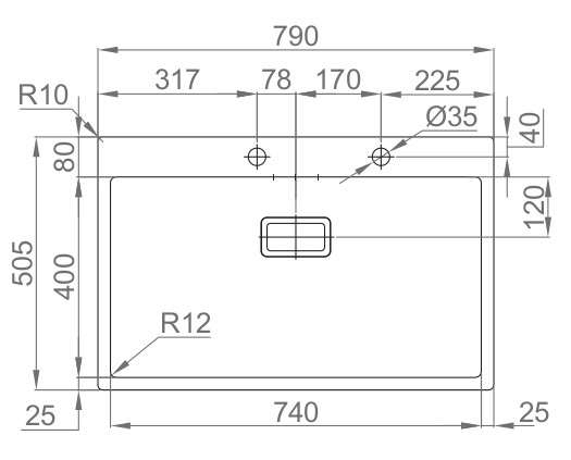Medidas Fregadero Rodi Box Lux 76 Medidas Fregadero Rodi Box Lux 76