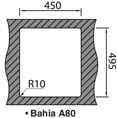 Medida de corte Rodi "Cubetas individuales" BAHÍA A80 Sobre encimera