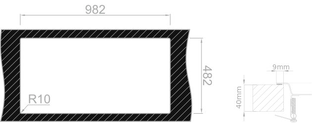 Medida de corte Rodi invisible 105 SOBRE encimera Medida de corte Rodi invisible 105 SOBRE encimera