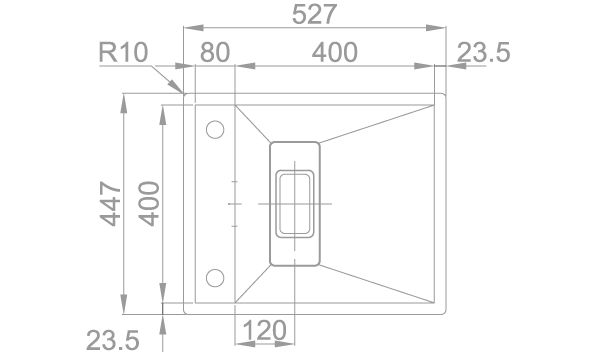 Medidas Fregadero Rodi invisible 40R