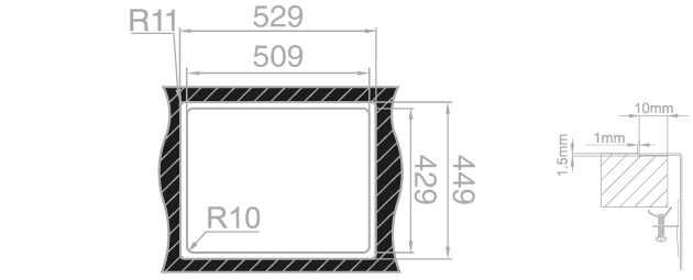 Medida de corte Rodi BOX LUX 55 INTEGRADO encimera