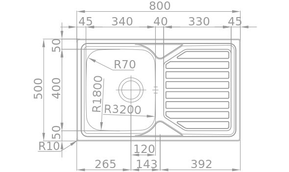 Medidas Fregadero Rodi OKIO PLUS 80 FLAT