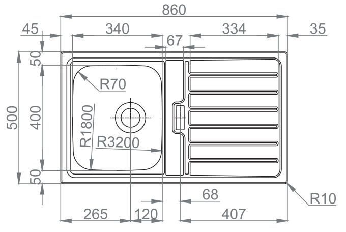 Medidas Fregadero Rodi URBAN 86B Medidas Fregadero Rodi URBAN 86B