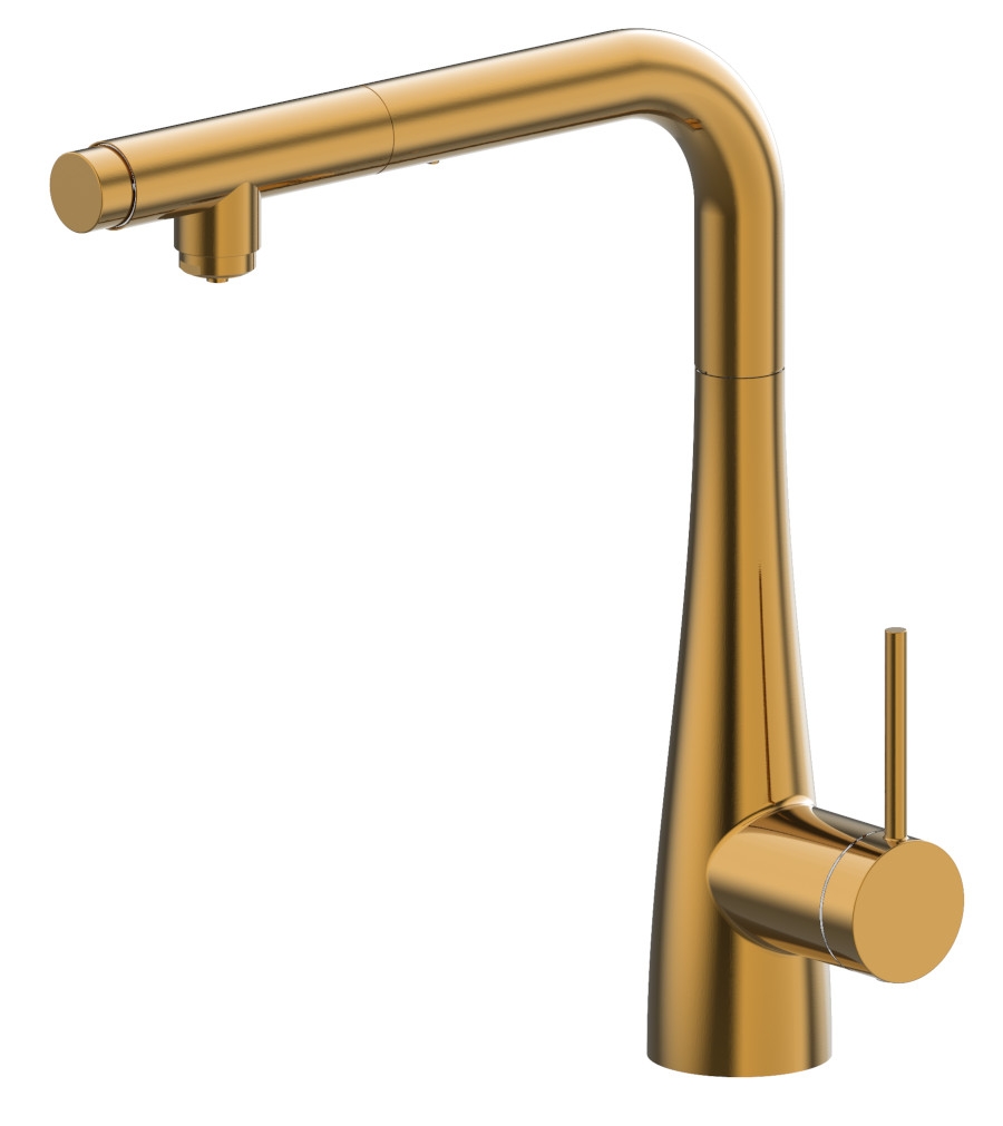 Grifo osmosis con caño extraible en acabado oro cepillado Grifo osmosis con caño extraible en acabado oro cepillado