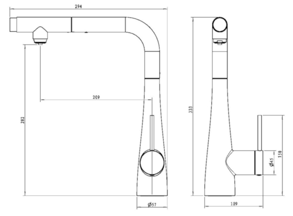 Medidas Grifo cocina ósmosis Imex Split Medidas Grifo cocina ósmosis Imex Split