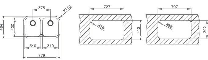 Fregadero TEKA bajo encimera BE 2C 780 - 10125026 Fregadero TEKA bajo encimera BE 2C 780 - 10125026