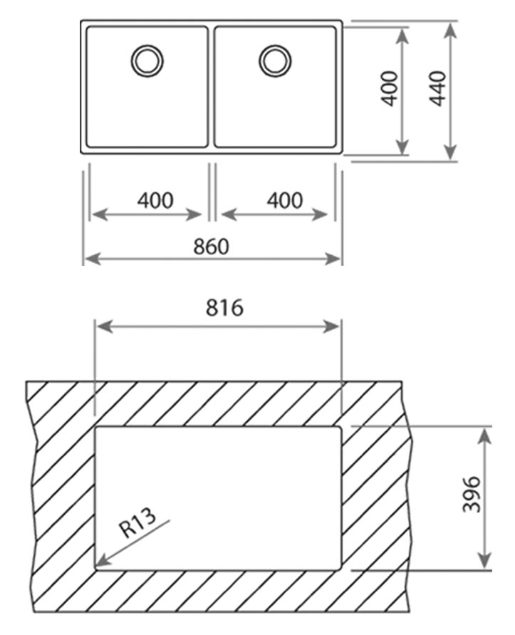 Medidas y corte Teka BE LINEA 2c 860 Medidas y corte Teka BE LINEA 2c 860