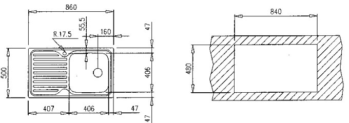 Medidas fregadero con escurridor TEKA Classic 1C 1E