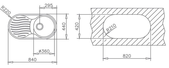 Fregadero TEKA DR-80 1C 1E - 10110005 (Reversible) / 11110005 (D) / 11110009 (I)