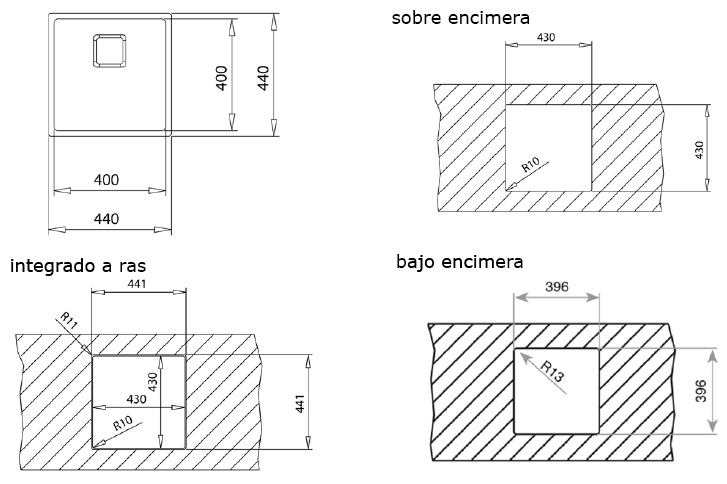 Medidas y corte Teka Flexlinea 40.40 Medidas y corte Teka Flexlinea 40.40