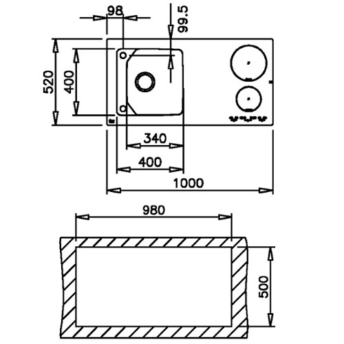 Fregadero de cristal + Encimera de Inducción Teka Compact Lux 1000.520 1C 2I - 1000 x 520 Fregadero de cristal + Encimera de Inducción Teka Compact Lux 1000.520 1C 2I - 1000 x 520