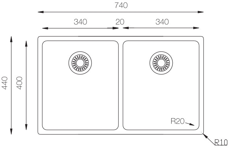 Medidas fregadero Ukinox Luxor 800 Medidas fregadero Ukinox Luxor 800