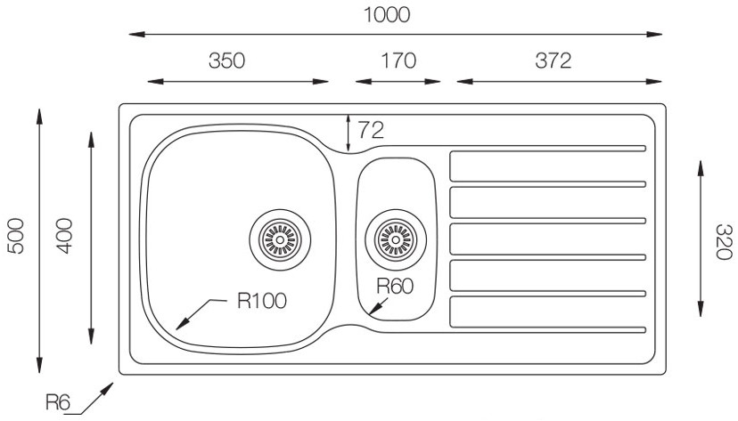 Medidas fregadero SF Monza 1000 Medidas fregadero SF Monza 1000
